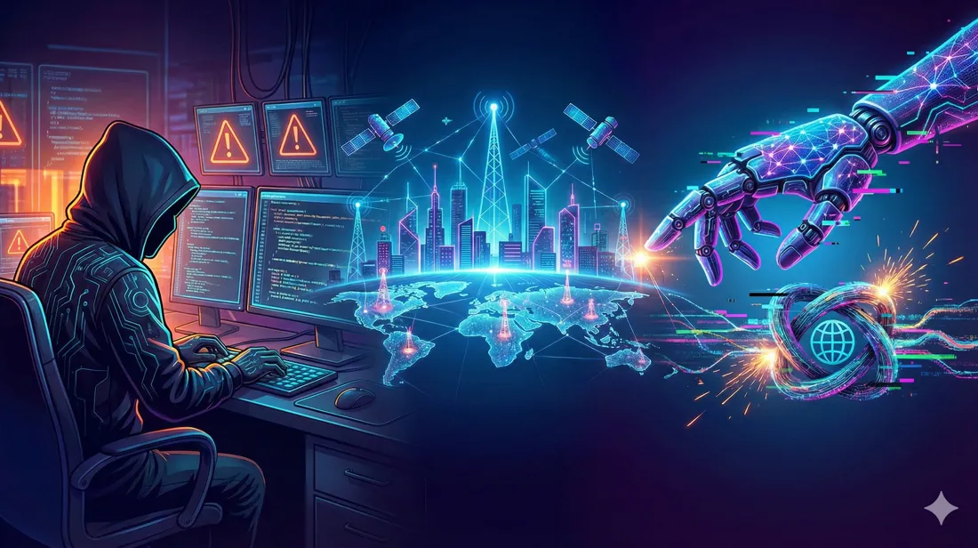 Ilustrasi ancaman keamanan siber dan perlindungan data digital