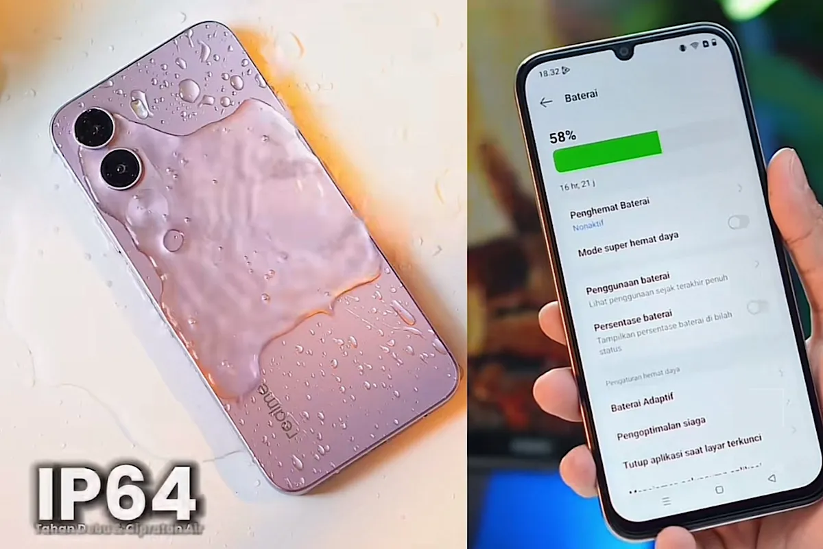 Penggunaan smartphone Realme C100i dengan bodi tangguh dan baterai besar