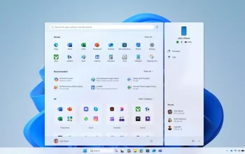 Tampilan antarmuka sistem operasi Windows 11 dengan desain modern