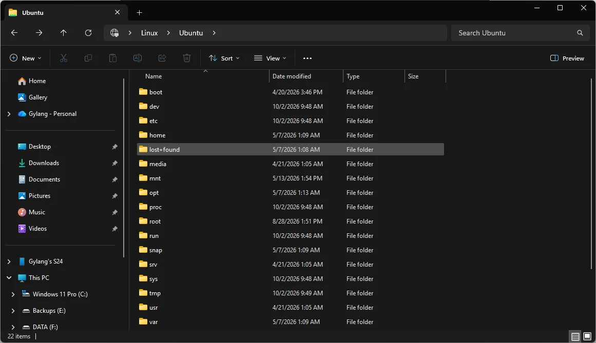 Tampilan antarmuka terminal Windows Subsystem for Linux 3.0