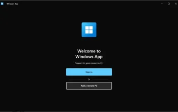 Tampilan antarmuka Windows App untuk koneksi remote PC