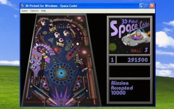Tampilan klasik game 3D Pinball Space Cadet pada sistem operasi Windows lawas