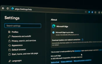 Tampilan pengaturan autentikasi pada peramban Microsoft Edge